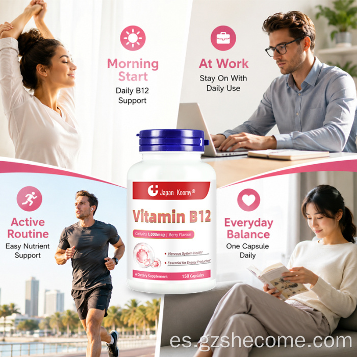 Shecome Vitamina B12 Cápsulas Apoyo energético al sistema nervioso